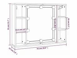 Best vidaxl Mueble con espejo y LED 76x15x55 cm Negro