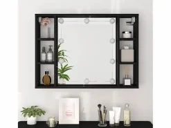 Best vidaxl Mueble con espejo y LED 76x15x55 cm Negro
