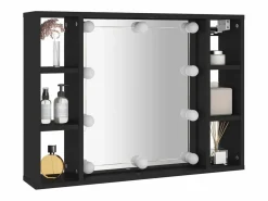 Best vidaxl Mueble con espejo y LED 76x15x55 cm Negro