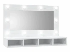 New Mueble con espejo y luces LED 90x31,5x62 cm Mueble De Pared Para Baño