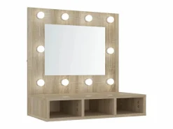 Online Mueble con espejo y luces LED roble Sonoma 60x31,5x62 cm Mueble De Pared Para Baño