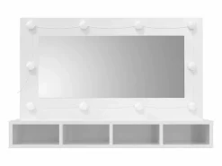 Discount vidaxl Mueble con espejo y luces LED brillante 90x31,5x62 cm Blanco