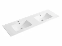 Vente-unique Mueble con lavabo empotrado - Color natural claro y negro - 150 cm - LANNICK