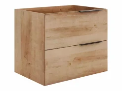 Clearance Mueble con lavabo simple y columna - Color roble claro natural - 60 cm - NISAYA Conjunto De Baño