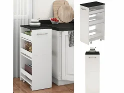 New Mueble con ruedas blanco/antracita 30x46x84.8 rivo Mueble Camarera