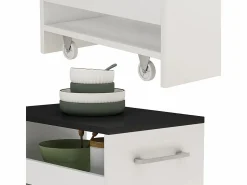 New Mueble con ruedas blanco/antracita 30x46x84.8 rivo Mueble Camarera