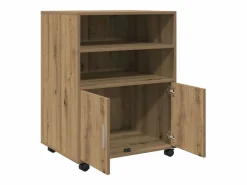 New Mueble con ruedas de roble hecho a mano 60x48x81 cm madera de ingeniería Armario Oficina