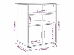 New Mueble con ruedas de roble hecho a mano 60x48x81 cm madera de ingeniería Armario Oficina