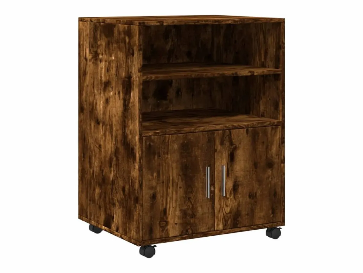 Hot Mueble con ruedas de roble ahumado 60x48x81 cm madera de ingeniería Marru00f3n