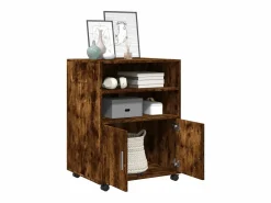 Hot Mueble con ruedas de roble ahumado 60x48x81 cm madera de ingeniería Marru00f3n