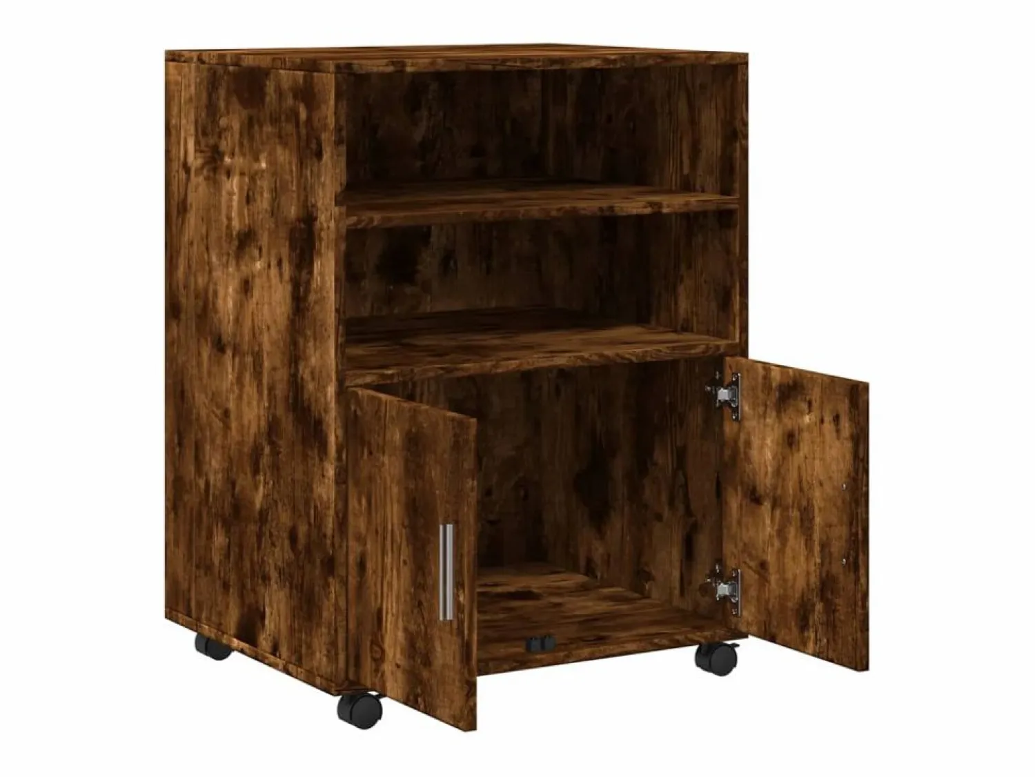 Hot Mueble con ruedas de roble ahumado 60x48x81 cm madera de ingeniería Marru00f3n