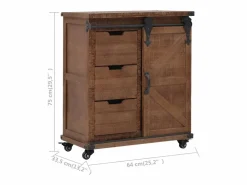 vidaxl Mueble de almacenaje madera maciza abeto marrón 64x33,5x75 cm