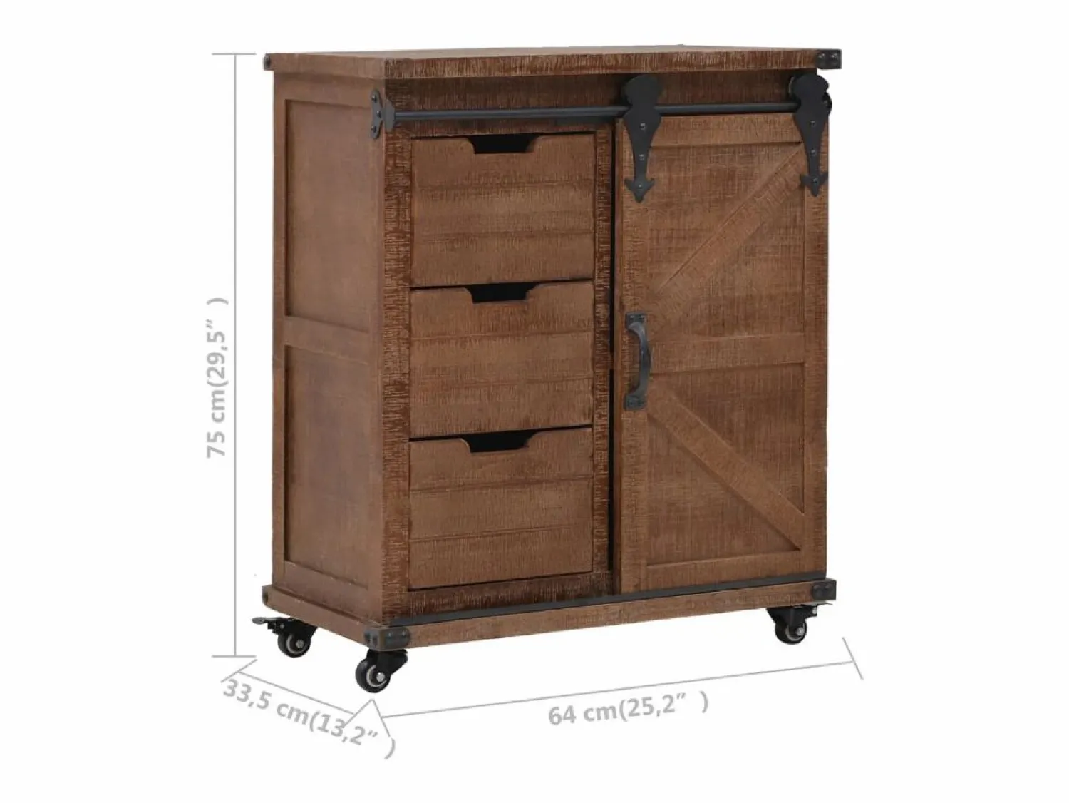 vidaxl Mueble de almacenaje madera maciza abeto marrón 64x33,5x75 cm