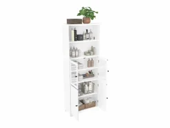 Hot Mueble de baño - 48 x 33 x 83 cm - con 1 puerta + estantes + lavabo de cerámica integrado - Cerámica + MDF - Gris Columna De Baño