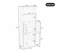 Hot Mueble de baño - 48 x 33 x 83 cm - con 1 puerta + estantes + lavabo de cerámica integrado - Cerámica + MDF - Gris Columna De Baño