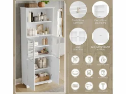 Hot Mueble de baño - 48 x 33 x 83 cm - con 1 puerta + estantes + lavabo de cerámica integrado - Cerámica + MDF - Gris Columna De Baño