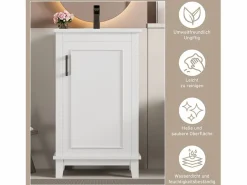 Best Mueble de baño - 76 x 46 x 78,5 cm - con 2 puertas + 1 cajón + lavabo de cerámica integrado - Cerámica + MDF - Azul Mueble De Baño Simple