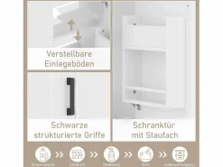 Best Mueble de baño - 76 x 46 x 78,5 cm - con 2 puertas + 1 cajón + lavabo de cerámica integrado - Cerámica + MDF - Azul Mueble De Baño Simple