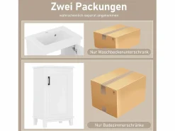 Best Mueble de baño - 76 x 46 x 78,5 cm - con 2 puertas + 1 cajón + lavabo de cerámica integrado - Cerámica + MDF - Azul Mueble De Baño Simple