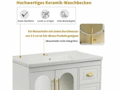 Discount Mueble de baño, 80 x 47 x 90 cm - 1 Puerta + estantes + fregadero de cerámica integrado - Cerámica + MDF - gris Mueble De Baño Simple