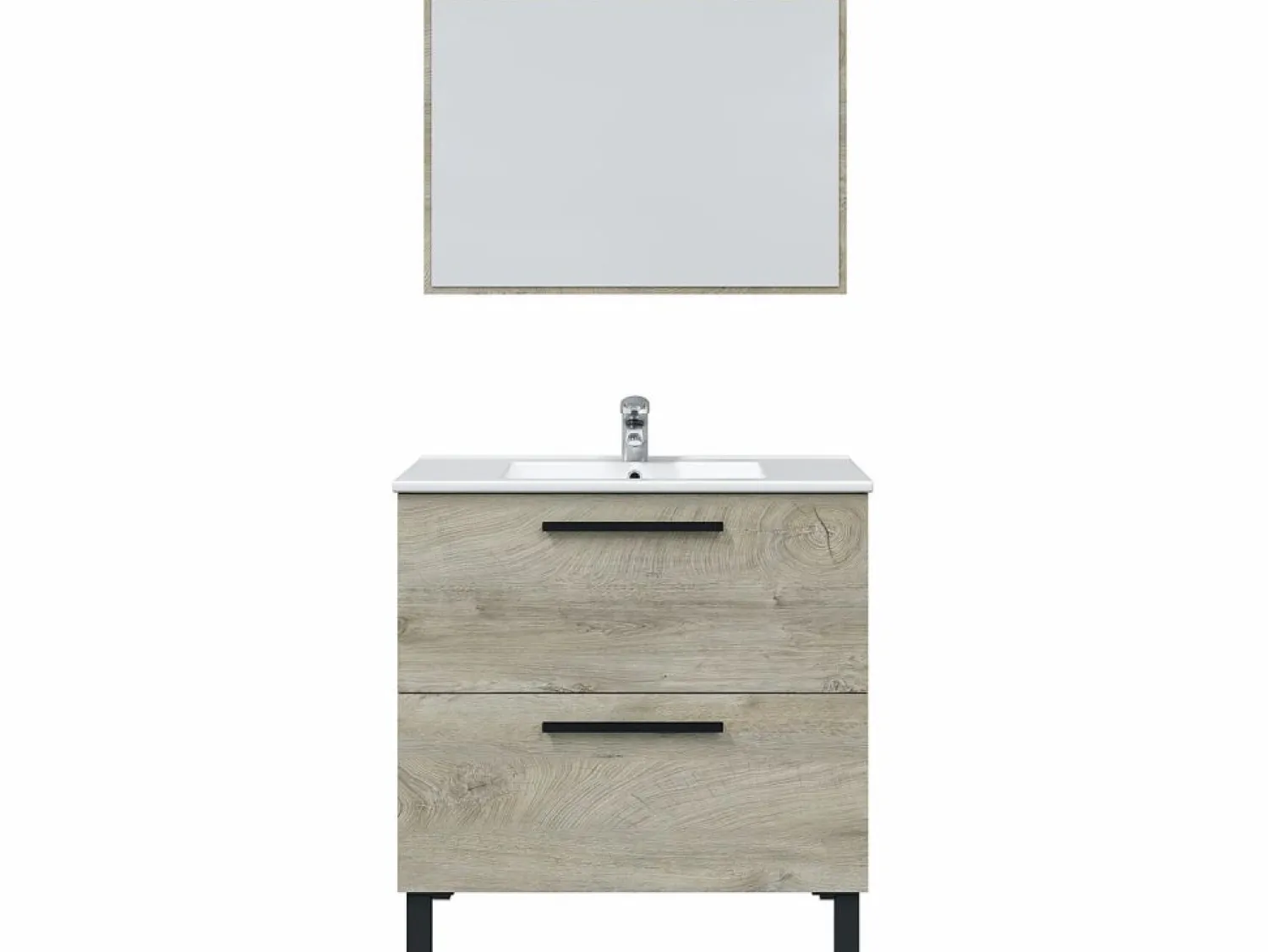 Online VS Venta-stock Mueble de baño Alise 2 cajones con espejo, sin lavabo, Color Alaska Color natural claro