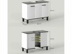 Homcom Mueble de baño Amalfi 2 puertas blanco/ 60x80x34 cm
