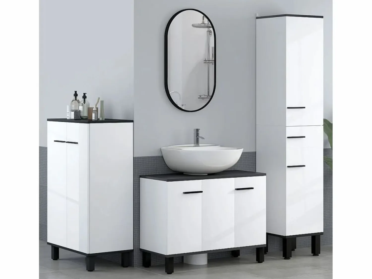 Homcom Mueble de baño Amalfi 2 puertas blanco/ 60x80x34 cm