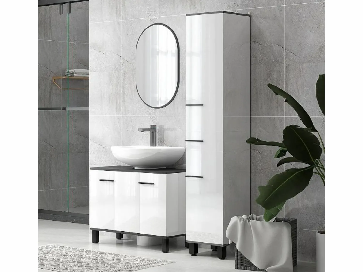 Homcom Mueble de baño Amalfi 2 puertas blanco/ 60x80x34 cm