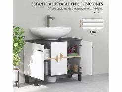 Homcom Mueble de baño Amalfi 2 puertas blanco/ 60x80x34 cm