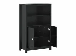 New vidaxl Mueble de baño BERG madera maciza de pino 69,5x34x110 cm Negro