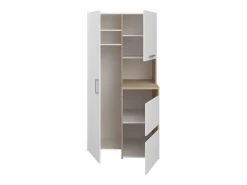 Vente-unique Mueble de baño con 3 armarios y una columna - L92 x Alt. 184 cm - ERKANO