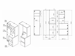 Vente-unique Mueble de baño con 3 armarios y una columna - L92 x Alt. 184 cm - ERKANO