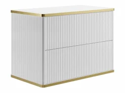 Vente-unique Mueble de baño con diseño acanalado y detalles dorados, , KELIZA