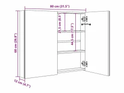 Best Mueble de baño con espejo LED 80x12,2x68 cm Mueble De Pared Para Baño
