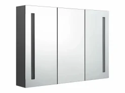 vidaxl Mueble de baño con espejo LED 89x14x62 cm Gris