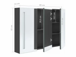 vidaxl Mueble de baño con espejo LED 89x14x62 cm Gris