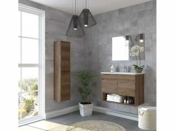 Hot Mueble de Baño con Espejo Cotton 2 Puertas Nordik Marru00f3n