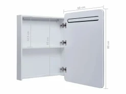 New Mueble de baño con espejo LED 60x11x80 cm Mueble De Pared Para Baño