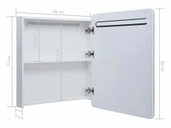 Online vidaxl Mueble de baño con espejo LED 68x9x80 cm Blanco
