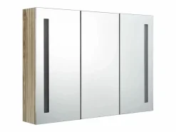 vidaxl Mueble de baño con espejo LED color roble 89x14x62 cm