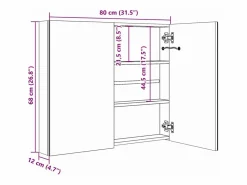 vidaxl Mueble de baño con espejo LED 80x12,2x68 cm