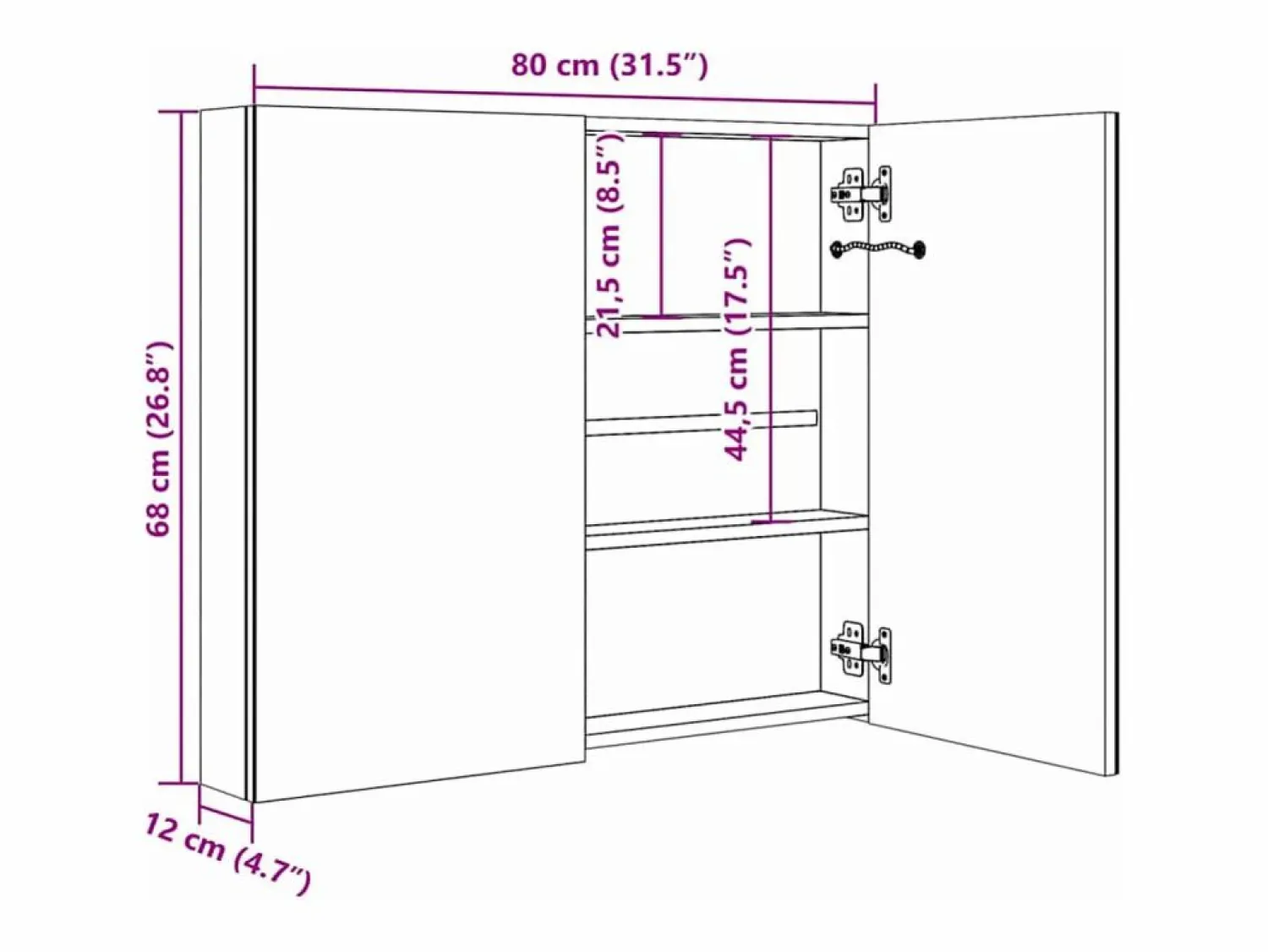 vidaxl Mueble de baño con espejo LED 80x12,2x68 cm