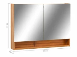 vidaxl Mueble de baño con espejo LED MDF roble 80x15x60 cm