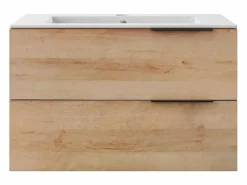 Vente-unique Mueble de baño con lavabo simple - - 80 cm - NISAYA Color natural claro