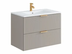Vente-unique Mueble de baño con lavabo de empotrar y columna, , An80 cm, ZEVARA