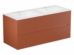 New Vente-unique Mueble de baño con lavabo suspendido y columna, rayado , 120 cm, PAVANI Terracota