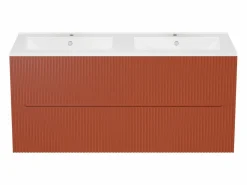 New Vente-unique Mueble de baño con lavabo suspendido y columna, rayado , 120 cm, PAVANI Terracota