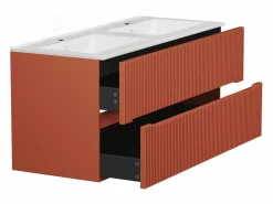 New Vente-unique Mueble de baño con lavabo suspendido y columna, rayado , 120 cm, PAVANI Terracota