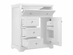 Best ModernLuxe Mueble de baño con lavabo de cerámica - 1 puerta y 3 cajones - (grifo no incluido) Blanco