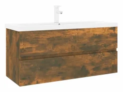 Hot vidaxl Mueble de baño con lavabo madera contrachapada roble ahumado Color natural claro